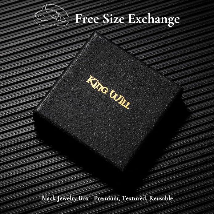King Will Stainless Steel Men Ring Lord's Prayer Cross Ring Stainless Steel Men Wedding Ring, Wedding Band Bible Engraved Rings High Polished, Comfort Fit