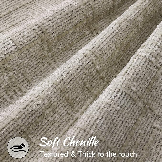 decorUhome Chenille Throw Pillow Covers 22x22 Set of 2,Light Brown | Soft Texture, Slubby Modern Design, Flange Edges, Cozy Accent Pillow Covers for Couch, Sofa, Bed, Living Room