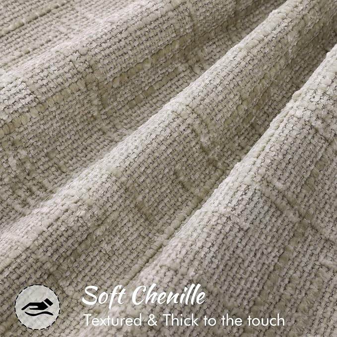 decorUhome Chenille Throw Pillow Covers 12x20 Set of 2,Light Brown | Soft Texture, Slubby Modern Design, Flange Edges, Cozy Lumbar Accent Pillow Covers for Couch, Sofa, Bed, Living Room