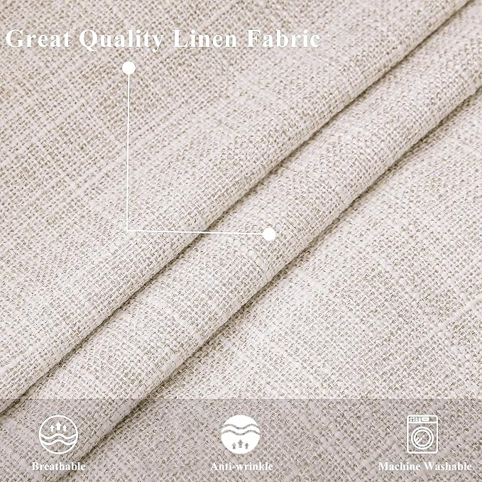 decorUhome Beige Faux Linen Outdoor Throw Pillow Covers 20x20 Set of 2 | Fall Decorative Textured Neutral Modern Farmhouse Pillow Covers with Stitched Edge for Couch Sofa Bed Living Room