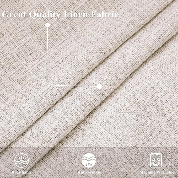 decorUhome Beige Faux Linen Outdoor Throw Pillow Covers 24x24 Set of 2 | Fall Decorative Textured Neutral Modern Farmhouse Pillow Covers with Stitched Edge for Couch Sofa Bed Living Room