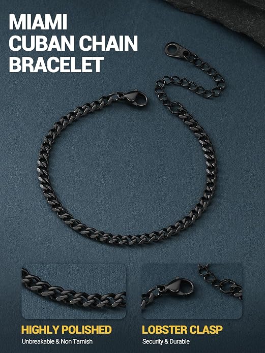 PROSTEEL Stainless Steel Bracelets for Men Women, Gold/Silver/Black, Cuban Link Bracelet Adjustable, Jewelry with Gift Box
