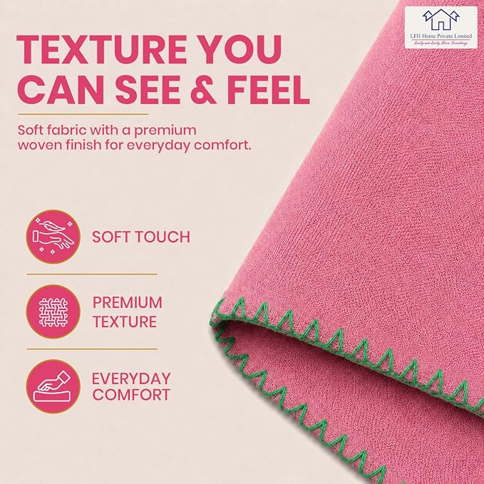 LFH Home Baby Pink Cotton Rich Throw Pillow Covers 18x18 Set of 4, Decorative Cushion Covers with Blanket Stitch Edge, Farmhouse Accent Pillow Cases for Sofa Couch Bed Living Room, 18 x 18 Inch