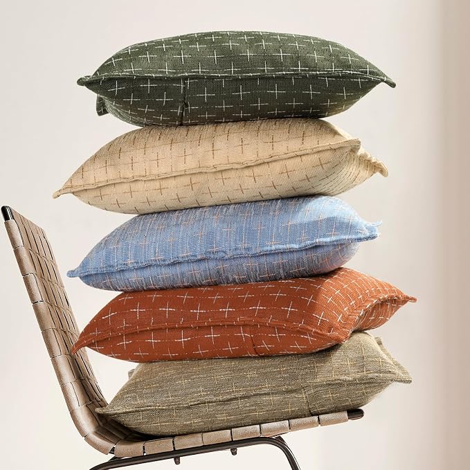 ZWJD Pillow Covers 26x26 Set of 2 Soft Polyester Textured Pillow Covers with Stylish Flange Edge Cozy Farmhouse Euro Sham Throw Pillows for Couch Bed Sofa Living Room