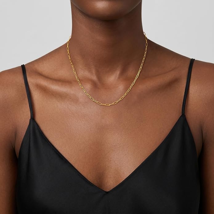 S925 Sterling Silver Necklace for Women, 4mm Sterling Silver Paperclip Chain Necklace Thick Sturdy Colourfast Necklaces Jewelry for Women 16/18/20/22 Inch