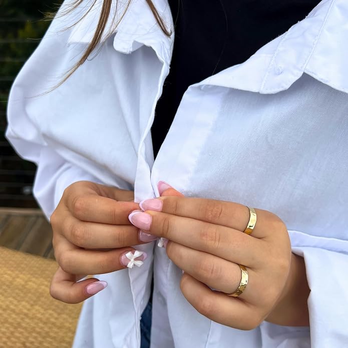 Ellie J Maui 3mm Wide Gold Thumb Ring for Women - Stacking Band Size 10 14k Gold Filled - Each and Every Ring is Hand Hammered - Stamped Inside 14k/20 GF (8)