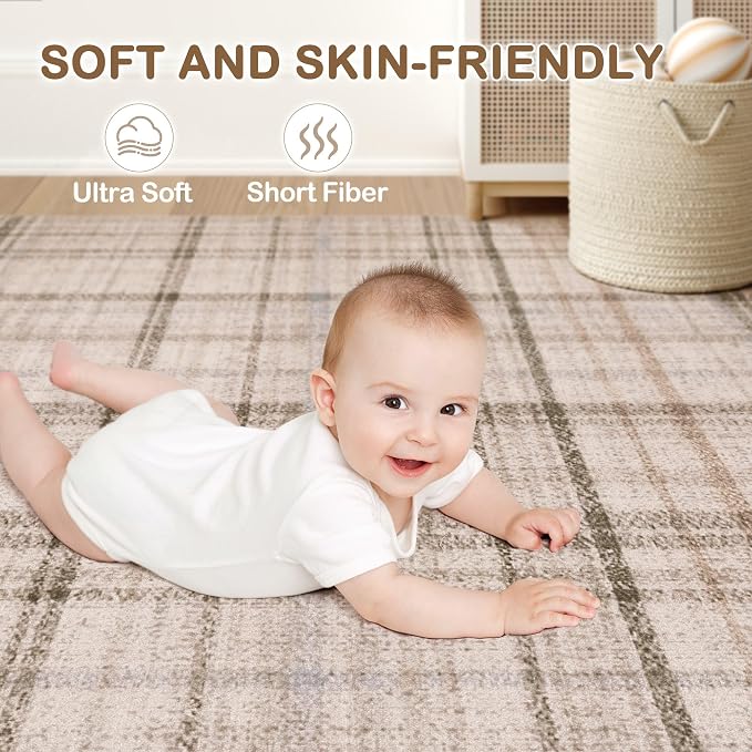 Tortania Area Rug Living Room Rugs - 10x12 Washable Large Soft Neutral Boho Moroccan Bohemian Farmhouse Rug Indoor Floor Carpet for Bedroom Under Dining Table Home Office Decor - Taupe