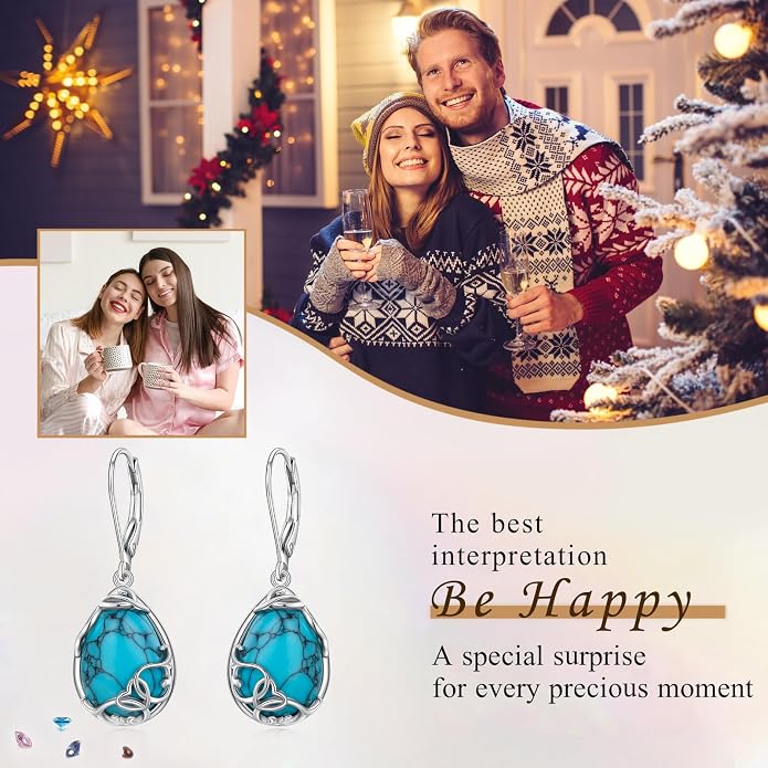 925 Sterling Silver Filigree Dangle Drop Earrings Daisy/Lotus/Rose Flower/Moonstone Leverback Teardrop Earrings for Women Infinity Celtic Knot Daisy Lotus Jewelry for Mothers Day
