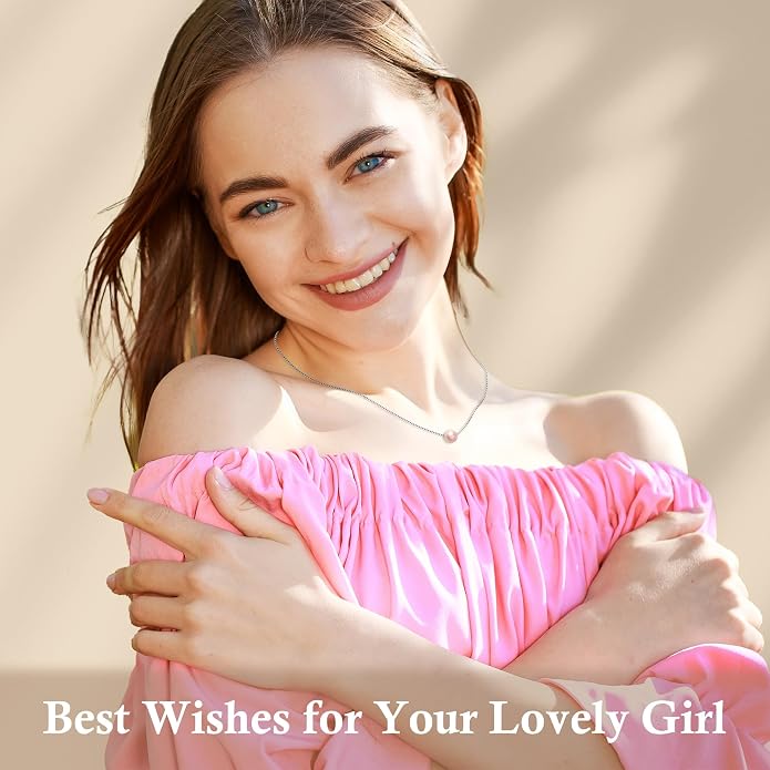 Sereney Sterling Silver Birthday Gifts for Girls Women, Pearl Necklace as 7 9 10 11 13 15 16 18 21 30 40 50 60 Year Old Birthday Gifts, Single Pearl Necklace as Bday Gifts for Friends