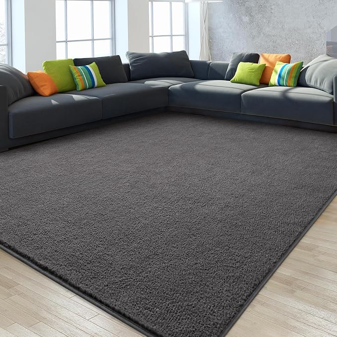 Gifeas Large Ultra Soft Modern Area Rugs for Living Room Bedroom, 5x8 Feet Dark Grey Thickened Memory Foam Indoor Solid Minimalist Carpets, Non-Slip Comfy Rug for Boys Girls Nursery Room Home Decor
