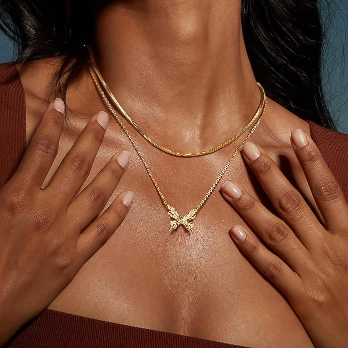 Dremmy Studios Dainty Gold Choker Necklace for Women 14K Gold Plated Coin Disc Figaro Layered Beaded Flat Mariner Sideways Cross Wishbone Link Clavicle Necklaces