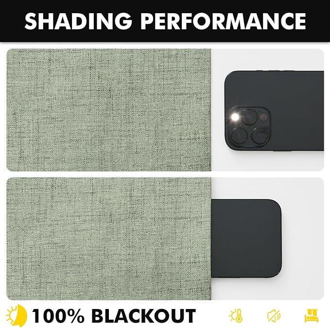 MIULEE 100% Blackout Linen Curtains 42 x 96 Inch Sage Green 2 Panels | Thermal Insulated, Room Darkening Drapes for Bedroom Living Room, Back Tab Rod Pocket Pinch Pleated, Solid Luxury Decor