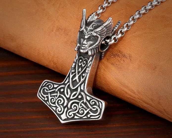 Baldur Jewelry - Thors Hammer Necklace Pendant Mjölnir - Viking Norse Thor Hammer Pendant Viking Jewelry - Thor Necklace - Thor Gifts for Men - Viking Necklace for Men