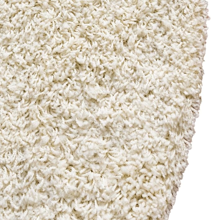 Unique Loom Solid Shag Collection Area Rug (6' 1" Round, Pure Ivory)