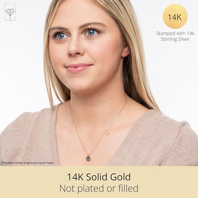MAX + STONE Cushion Cut Gemstone Necklace | 8mm Solitaire Birthstone Necklace for Women | Gemstone Pendant Necklaces with 18 inch Box Chain