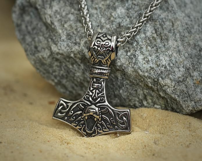 Baldur Jewelry - Thors Hammer Necklace Pendant Mjölnir - Viking Norse Thor Hammer Pendant Viking Jewelry - Thor Necklace - Thor Gifts for Men - Viking Necklace for Men