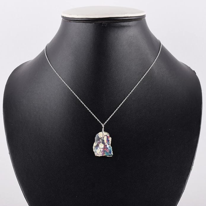 Natural Gemstone Pendant Necklace for Women Handmade Birthstone Healing Crystal Jewelry Chain 20" Stone Birthday Christmas Wedding Gifts for Her