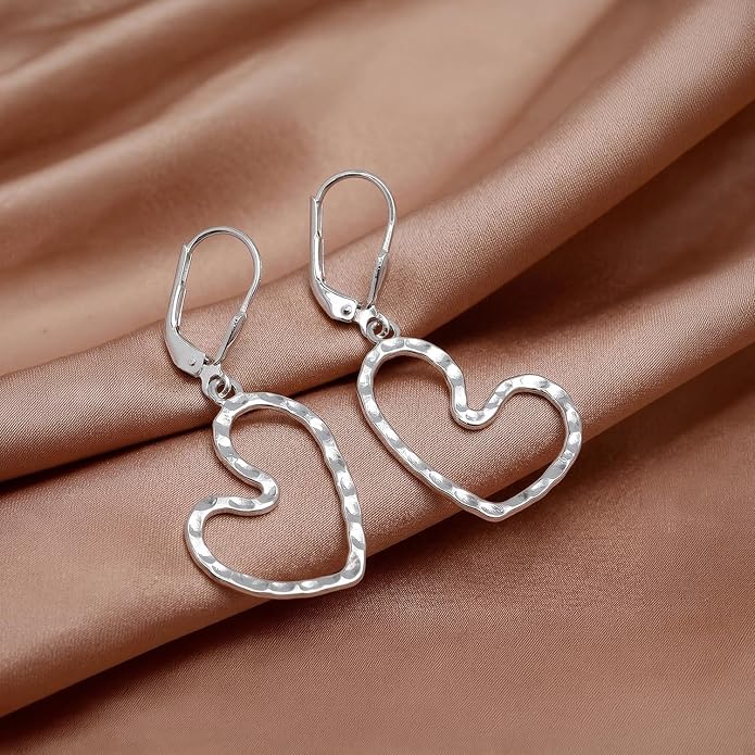 Charmsy 925 Sterling Silver Filigree Earrings for Women | Lightweight Diamond-Cut Openwork Leverback Dangle Earrings | Romantic Jewelry Gifts for Women