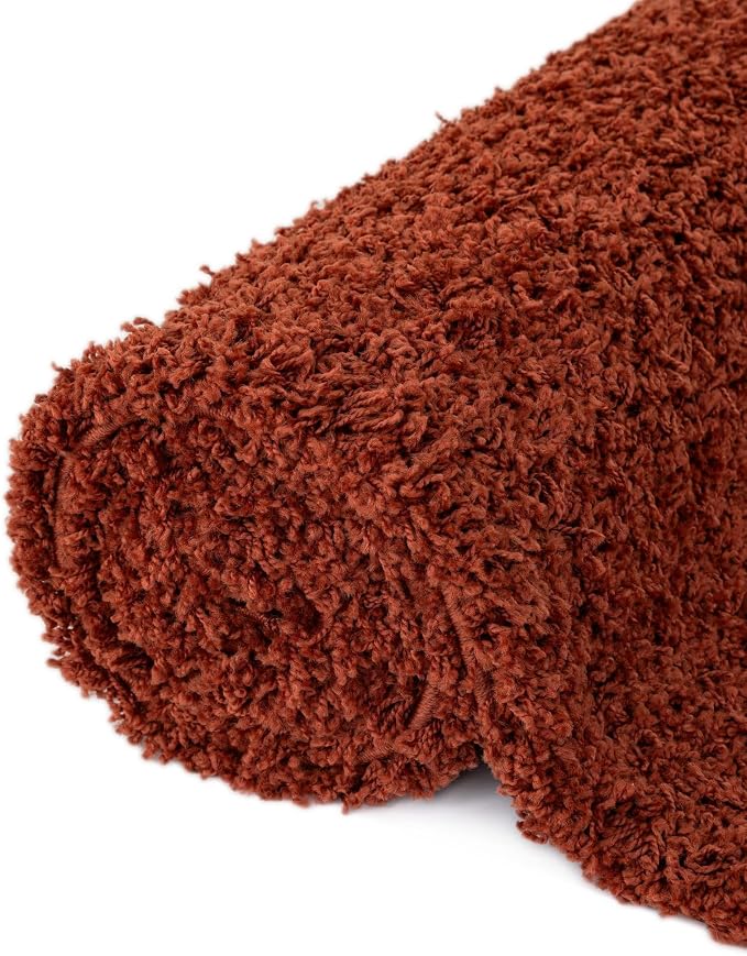 Unique Loom Solid Shag Collection Area Rug (3' 1" x 5' 3" Oval, Terracotta)