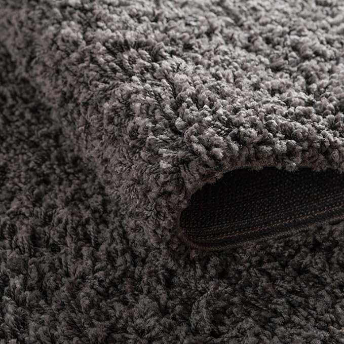 Unique Loom Solid Shag Collection Area Rug (4' Octagon, Graphite Gray)