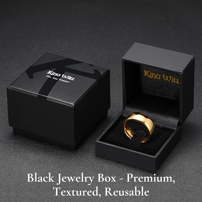 King Will Men's Women's Tungsten Carbide Ring 24k Gold Plated Rose Gold Plated Domed Polished Finish Wedding Band