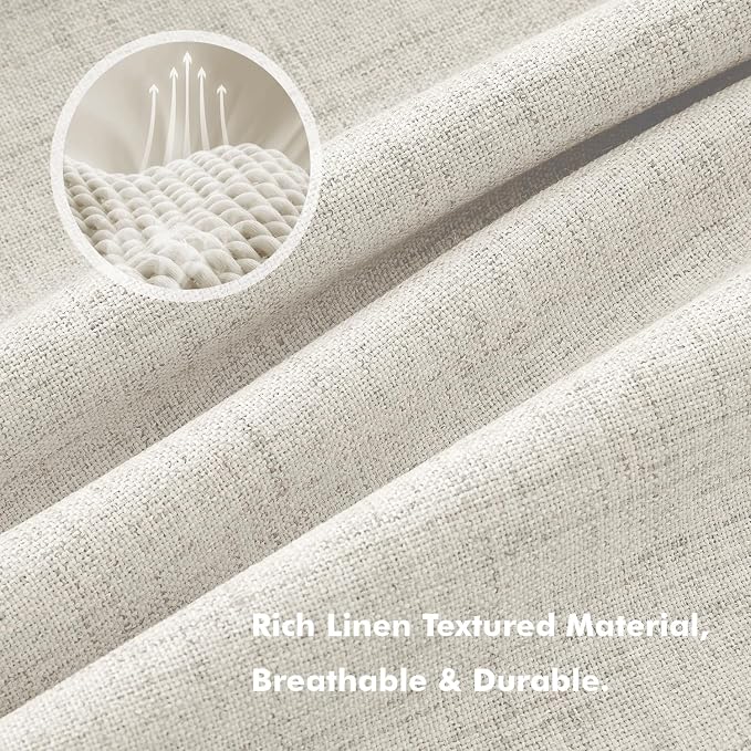 MIULEE 100% Blackout Linen Curtains 42 x 90 Inch Light Cream 2 Panels | Thermal Insulated, Room Darkening Drapes for Bedroom Living Room, Back Tab Rod Pocket Pinch Pleated, Solid Luxury Decor