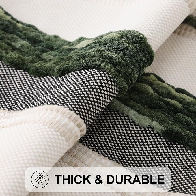 Simmore Fall Boho Decorative Green Throw Pillow Covers 18X18 Set of 2 | Tufted Accent Modern Farmhouse Neutral Pillow Covers with Tassels for Cozy Bohemian Couch Sofa Bedroom Home Decor