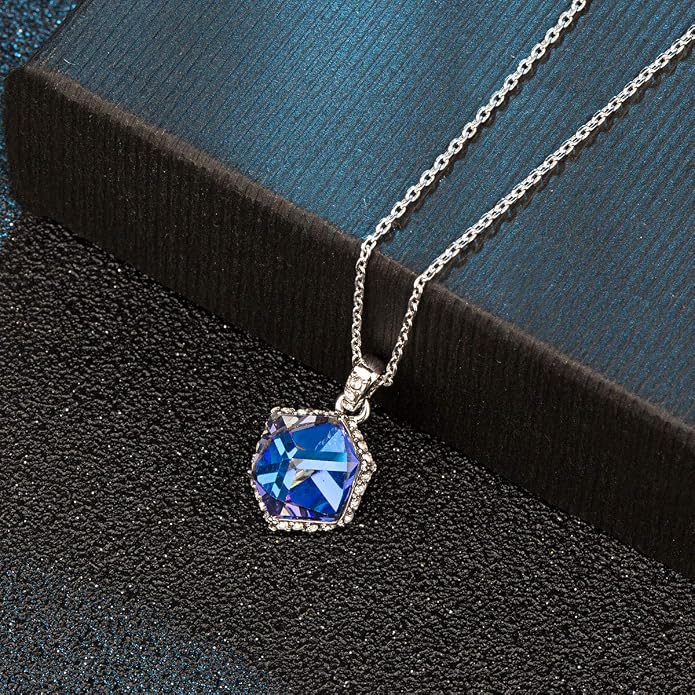 EVEVIC Color Changing Cubic Austrian Crystal Pendant Necklaces for Women 14K Gold Plated Hypoallergenic Jewelry