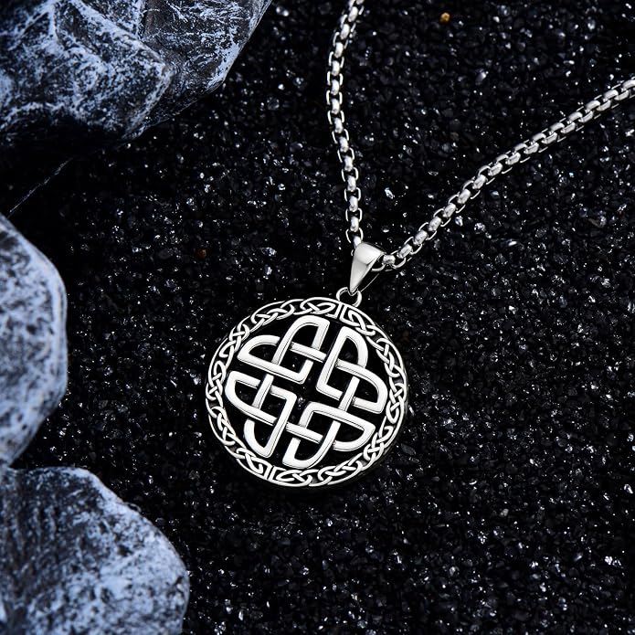 Celtic Necklace for men Sterling Silver Celtic Knot Triquetra Triangle Trinity Necklace Gift for Men