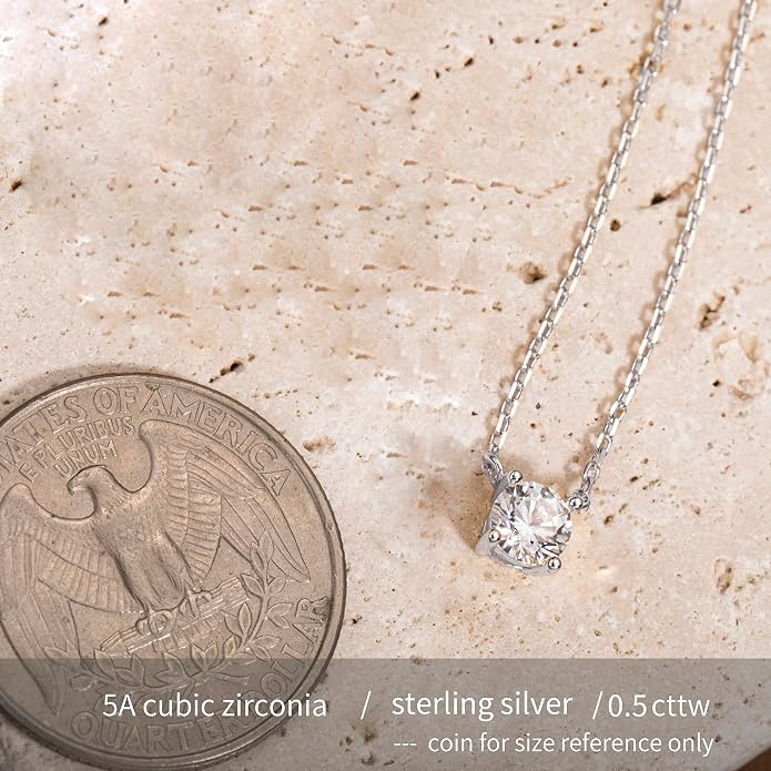 S.Leaf 18K Gold Plated Cubic Zirconia Choker Necklace for Women 925 Sterling Silver Layered Coin Moon Star Heart Circle Crystal Lariat Pendant Necklaces Gifts for Women Trendy