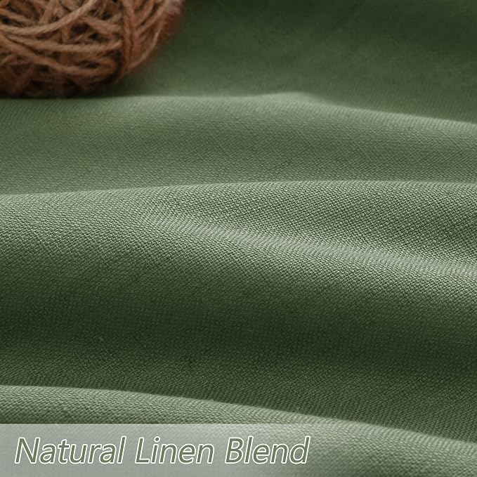 Guken Olive Green 100% Blackout Curtains 63 Inch Length 2 Panels Set for Living Room Bedroom Back Tab Thermal Insulated Black Out Linen Drapes Room Darkening Window Curtains 63 Inches Long