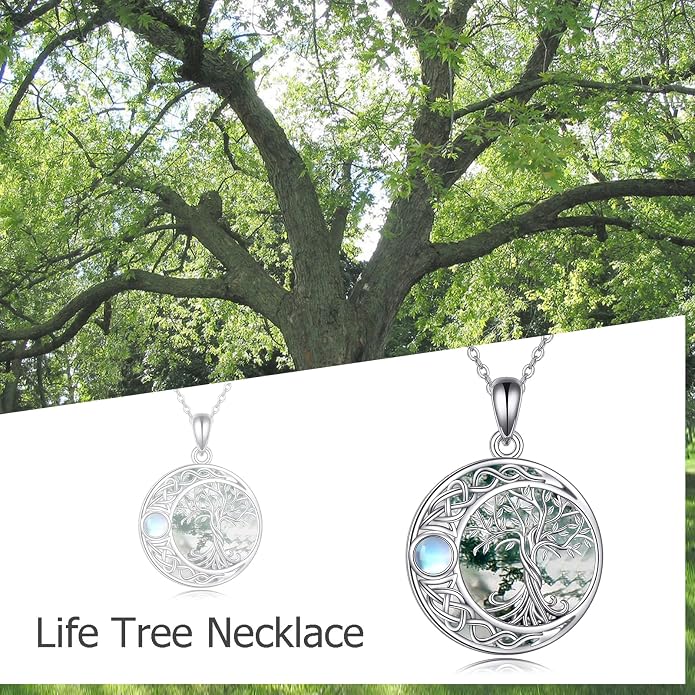 ONEFINITY Tree of Life Necklace 925 Sterling Silver Abalone Shell Celtic Knot Pendant Necklace for Women Jewelry