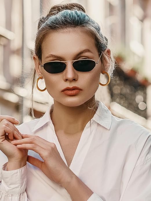 Stainless Steel Chunky Hoop Earrings For Women, Minimalist and Chic, Black/Gold Plated, Round Hoops Earrings Hypoallergenic, Size: 30mm/40mm/60mm/80mm, Come with Box
