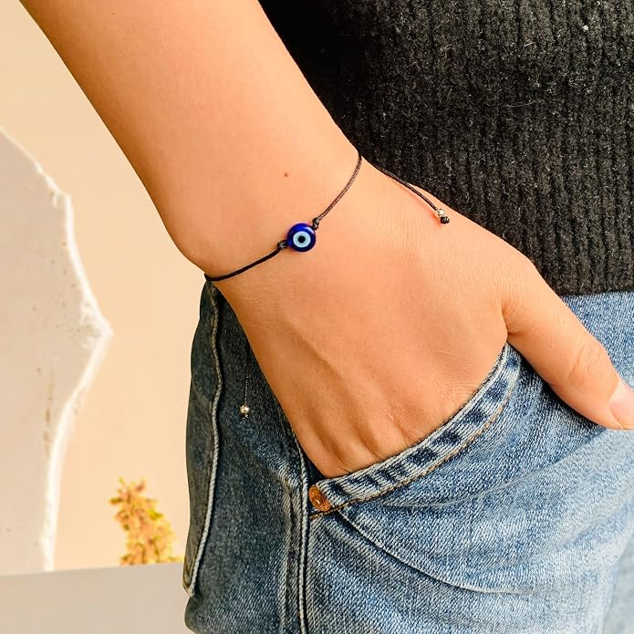 4 Pcs Evil Eye Bracelets & Anklet - Handmade Evil Eye Jewelry for Women's Protection