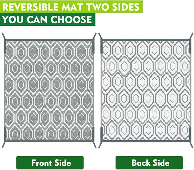 fifame Outdoor Camping Rugs, 9x12 Outdoor Rug Patios Clearance Plastic Straw Rug Weatherproof Reversible Mats, Large Floor Mat for Outdoors, RV, Patio, Backyard, Deck, Picnic, Beach, Trailer, Camping