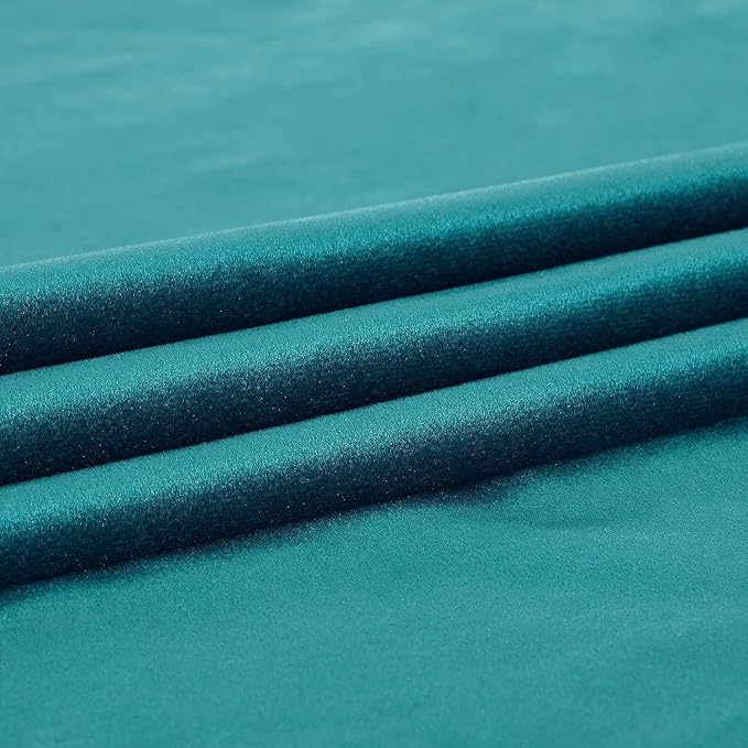 Elegant Teal Velvet Curtains 90 inches for Living Room,Luxury 2 Panels Room Darkening Rod Pocket Back Tab Curtain Bluish Green Thermal Insulated Soundproof Noice Reducing Window Drapes for Bedroom
