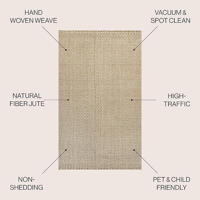 JONATHAN Y Estera Hand Woven Boucle Chunky Jute Ivory Indoor Area Rug, 8x10, Bohemian, Transitional, Easy-Cleaning for Living Room, Bedroom, Kitchen, Pet Friendly, Non-Shedding (NFR102B-8)