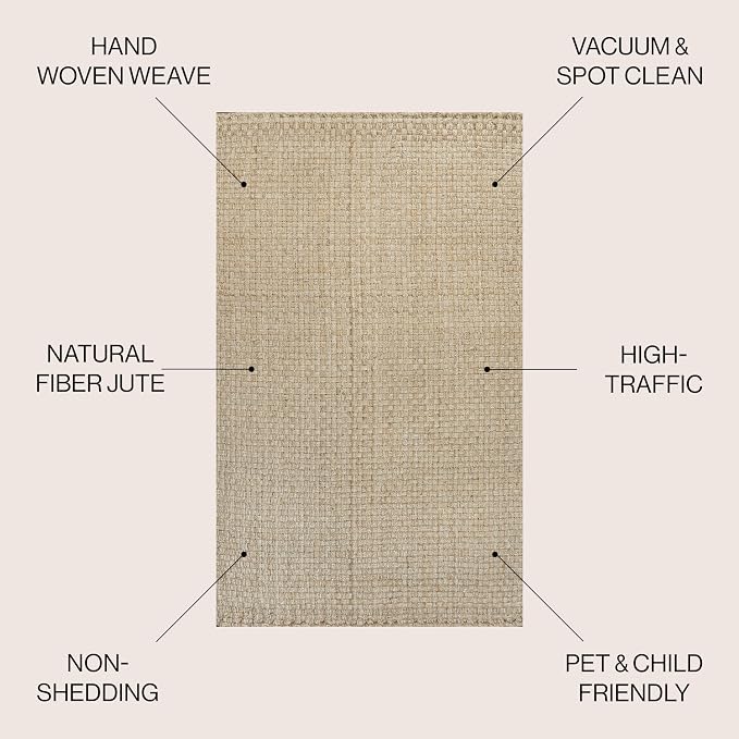 JONATHAN Y Estera Hand Woven Boucle Chunky Jute Ivory Indoor Area Rug, 3x5, Bohemian, Transitional, Easy-Cleaning for Living Room, Bedroom, Kitchen, Pet Friendly, Non-Shedding (NFR102B-3)