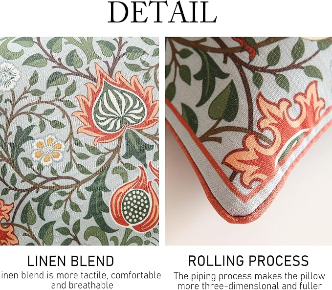 ISAENNE Designer Elegant Linen Throw Pillow Cover,Set of 4-Naples Set | French Cottage Pillow Cover,Concealed Zipper,Floral Pattern,Sofas,Bedroom,Living Room,Lounge Chairs,All Season Home Decor