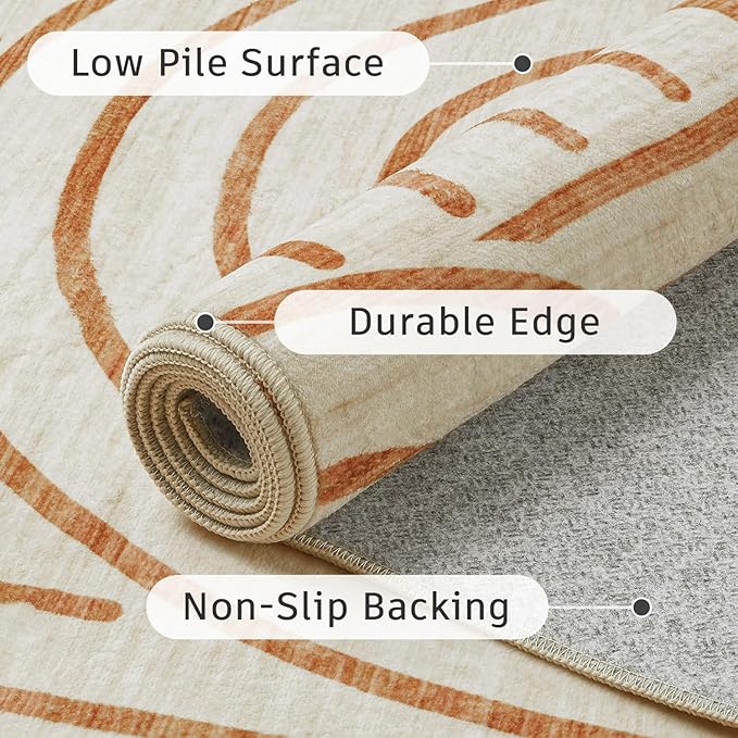 DCX Beige 2x3 Entryway Rug, Machine Washable, Soft Midcentury Modern Non Slip Stain Resistant for Kitchen Bathroom, Front Door, Throw Rugs Indoor