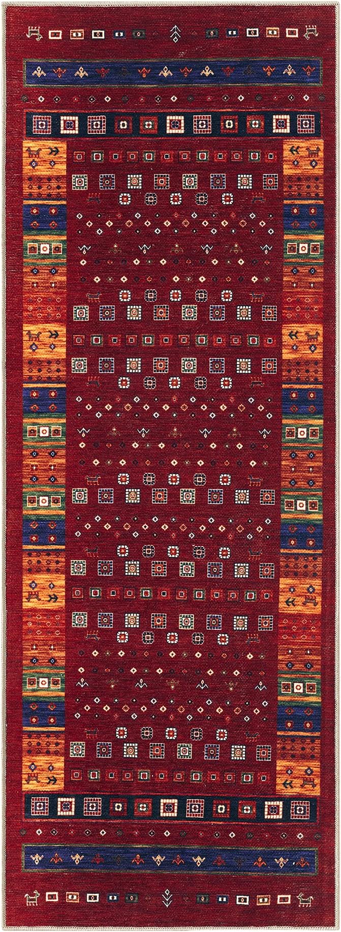 Keen Home Design 30"x84" Rug - Machine Washable Runner Rug with Non-Slip Backing, Ideal for Hallway, Entryway, Kitchen, Laundry Room - Vintage, Easy Clean, Durable, Low Pile Rug - (2'6" x 7')