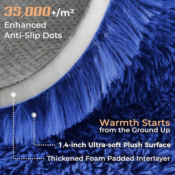 OPPODREAM 8x10 Royal Blue Rugs for Bedroom, Ultra-Soft Fluffy Area Rugs for Living Room, 8 x 10 Shag Carpet for Nursery, Kids, Girl, Boy, Baby, Plush, Fuzzy, Shaggy, Cute Home Decor