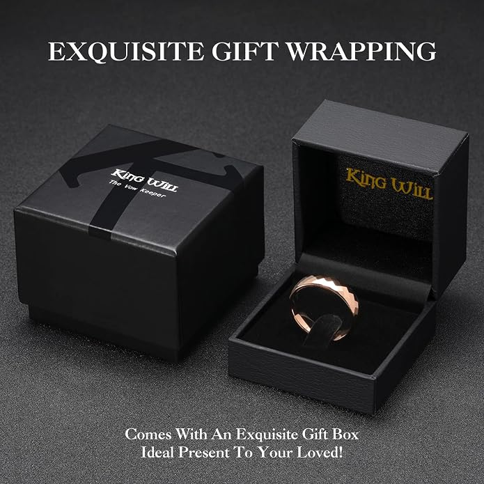 King Will Tungsten Carbide Wedding Ring for Men Women Promise Ring for Couple 2mm/4mm/6mm Black/Silver/Gold/Rose Gold Multi-faceted Shining Luster High Polished Wedding Band Comfort Fit