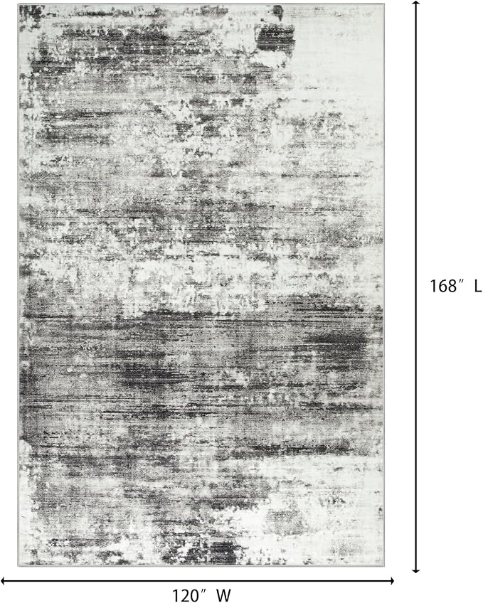 10x14 Area Rugs Washable Rug: Modern Abstract Living Room Rug Soft Anti-Skid Thin Carpet Indoor Floor Non-Shedding Carpets for Bedroom Dining Room Farmhouse Nursery Home Office Black Grey
