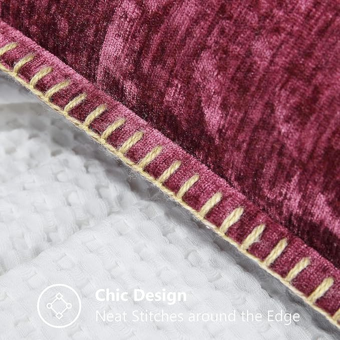 decorUhome Soft Chenille Throw Pillow Covers 12x20 Set of 2 Rhododendron | Fall Textured Decorative Throw Pillow Cases Stitched Edge Modern Farmhouse Luxury Boho Velvet for Couch Sofa Bed Home Decor
