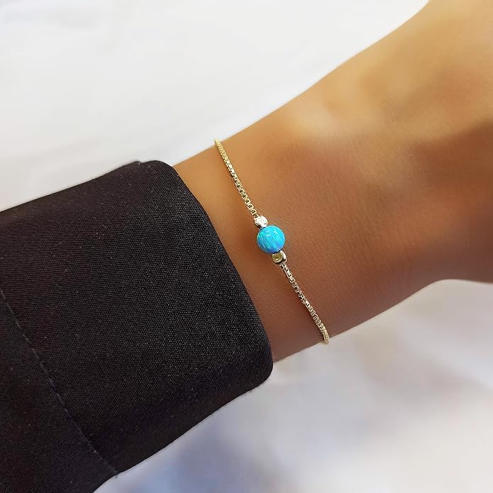 Minimalist Evil Eye Charm Bracelet – Handmade Delicate Good Luck Jewelry for Women – Adjustable 6.5” + 1” Extender