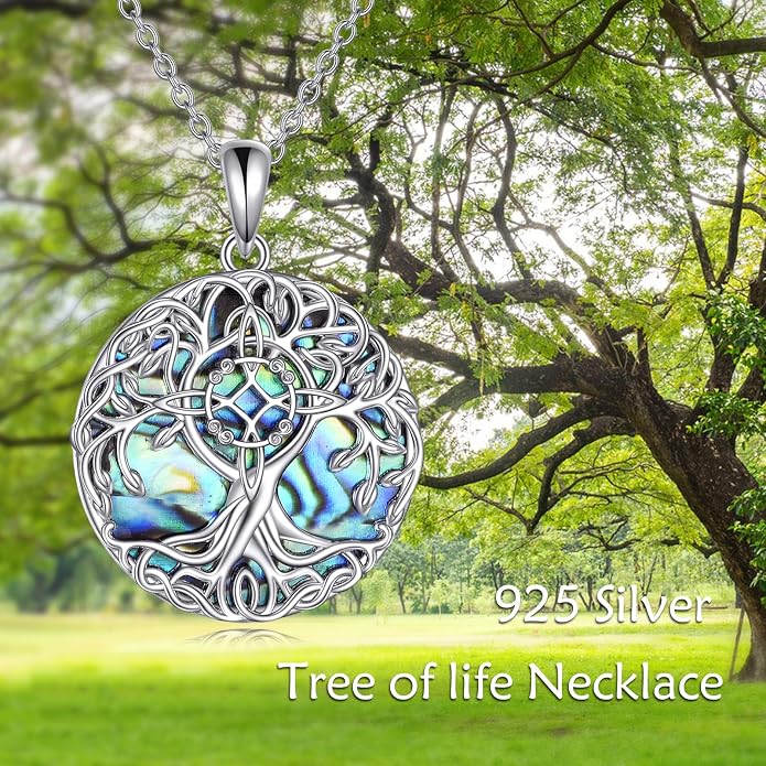 YFN Tree of Life Necklace Sterling Silver Celtic Knot Tree Pendant Jewelry Gifts for Women Men