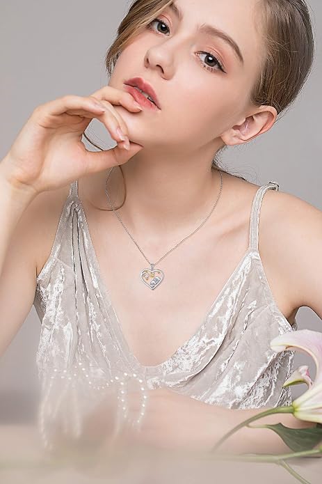 DAOCHONG S925 Sterling Silver Crescent Phases Moon Pendant Necklace for Women Jewelry