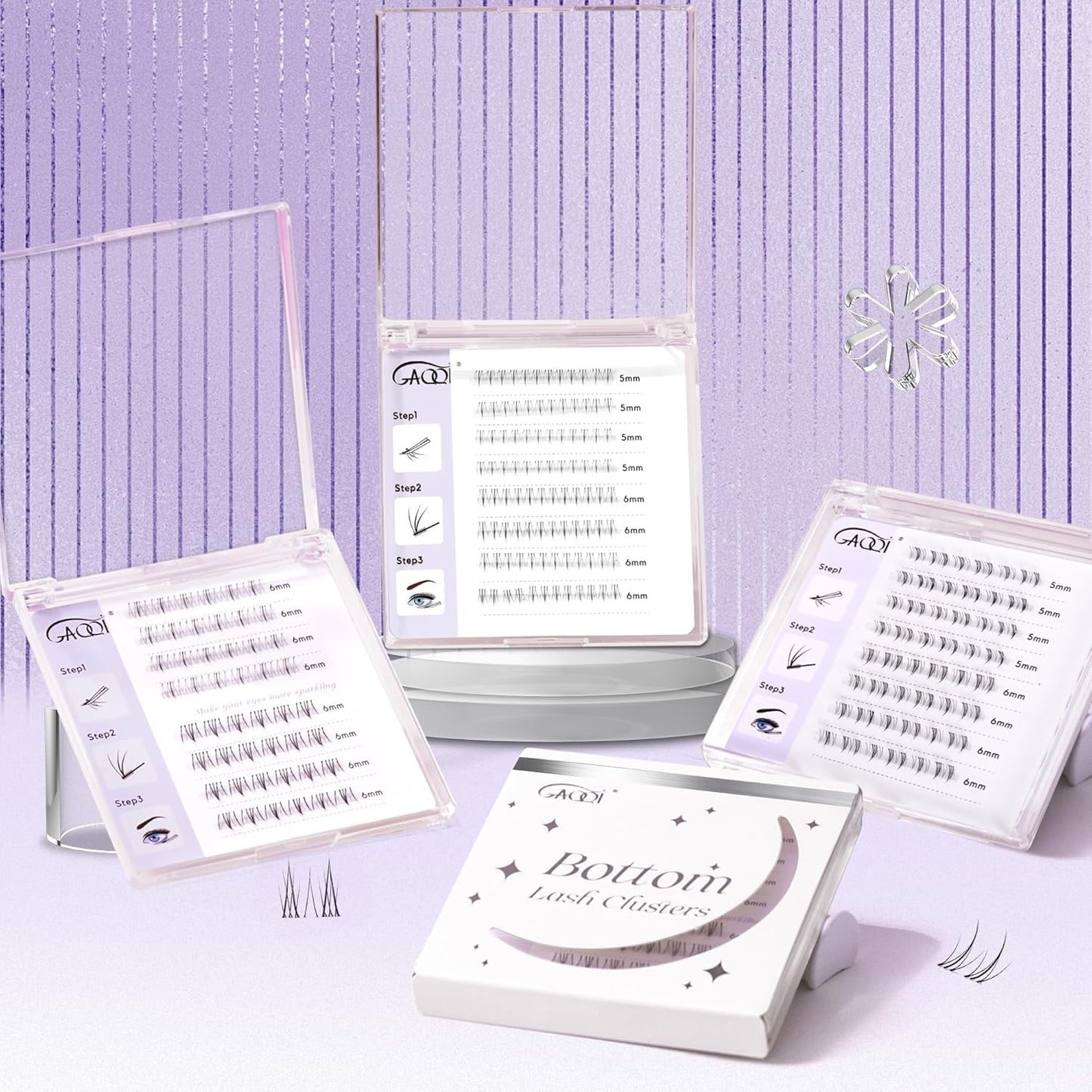 GAQQI Bottom Lash Clusters Natural Bottom Lashes Clear Band, DIY Lash Extensions Lower Lashes, Soft & Comfortable Thin Band Bottom Eyelashes Wispy Daily Style 5mm+6mm 48pcs(B10)