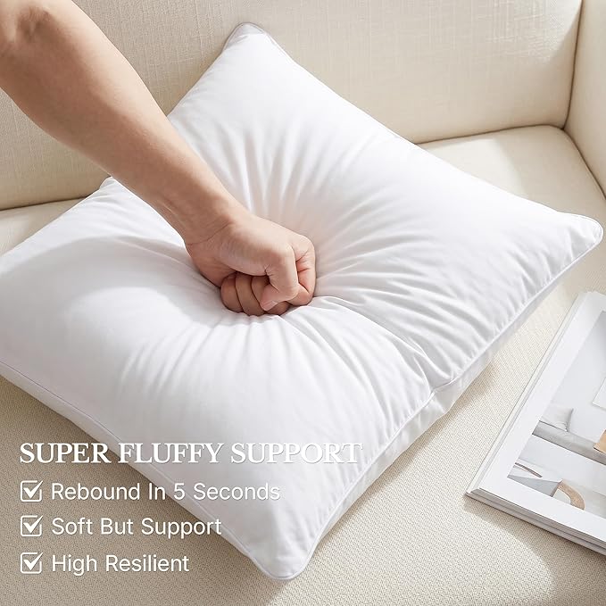 Leeden 22 x 22 Pillow Inserts (Set of 2) - Throw Pillow Inserts with 100% Cotton Cover - 22 Inch Square Decorative Pillows for Sofa, Couch, Bed and Home Decor